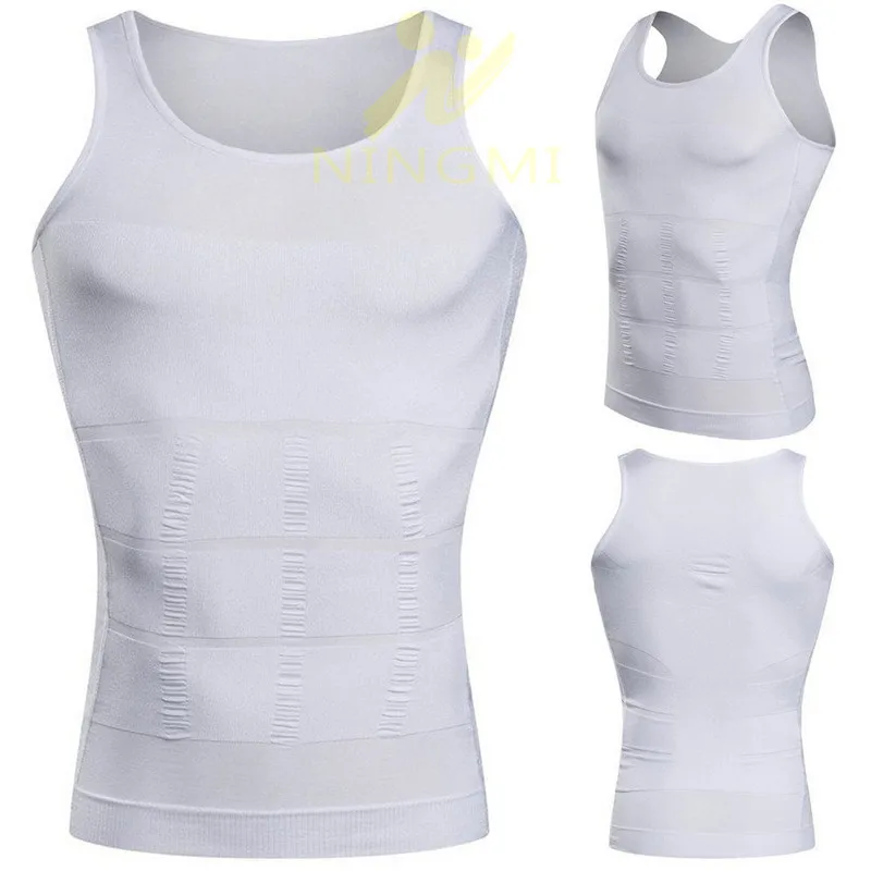 NINGMI Slimming Body Shaper Tummy Trimmer Hide Men Boobs Shapewear Underwear Corset Waist Trainer Muscle Chest Compression Shirt