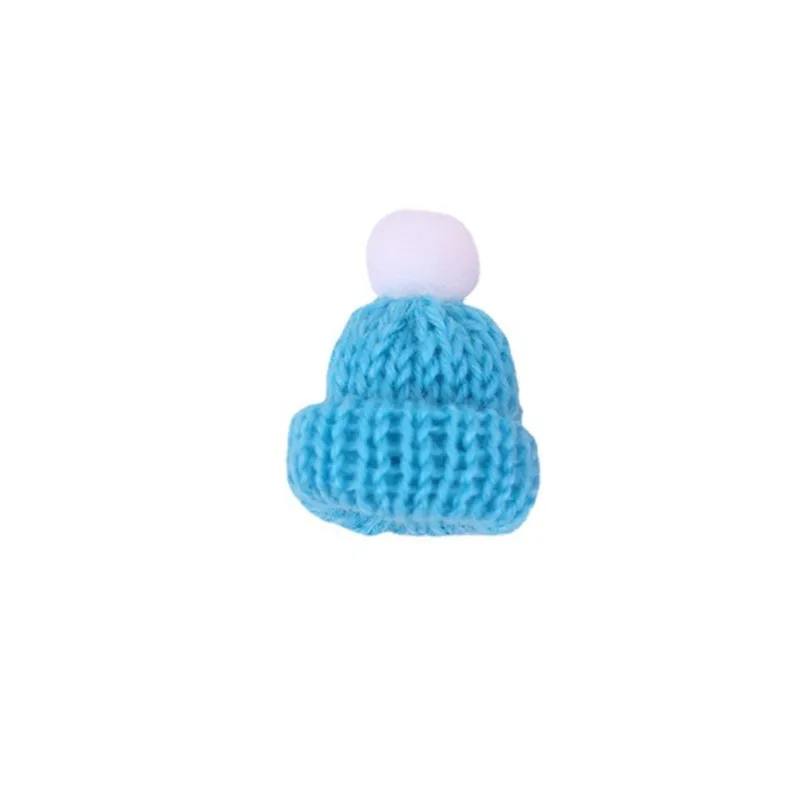 15Pcs Knitting Mini Pompon Hats DIY Craft Supplie Headwear Brooch Crochet Toys Decor Jewelry Accessory Small Caps Components