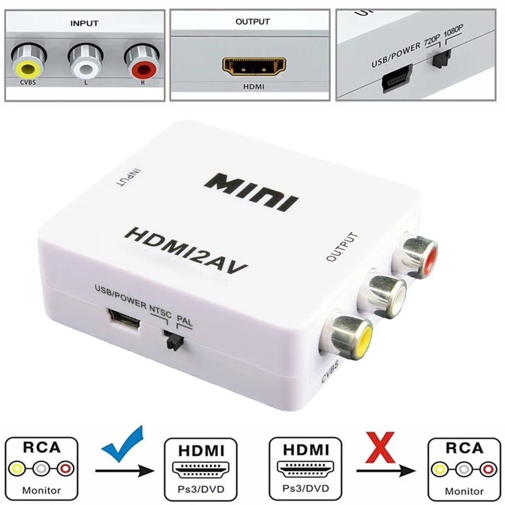 20# Mini Composite 1080P HDMI to RCA Audio Video CVBS AV Adapter Converter For HD TV 2020 New | Компьютеры и офис