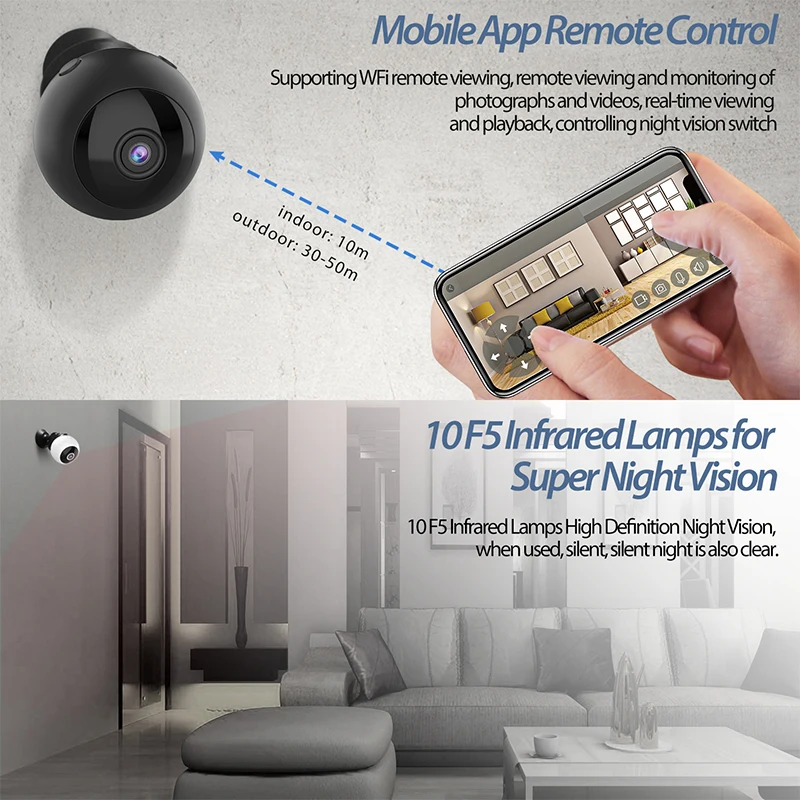 W8 камера наблюдения wifi Удаленная домашняя Камера Безопасности HD 1080P Спорт на открытом воздухе камера ночного видения черный глаз широкоугольная камера