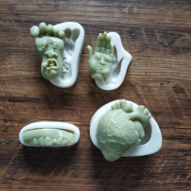 

Halloween Funny Heart Hand Foot Teeth Silicone Resin Mold Jewelry Making Tools