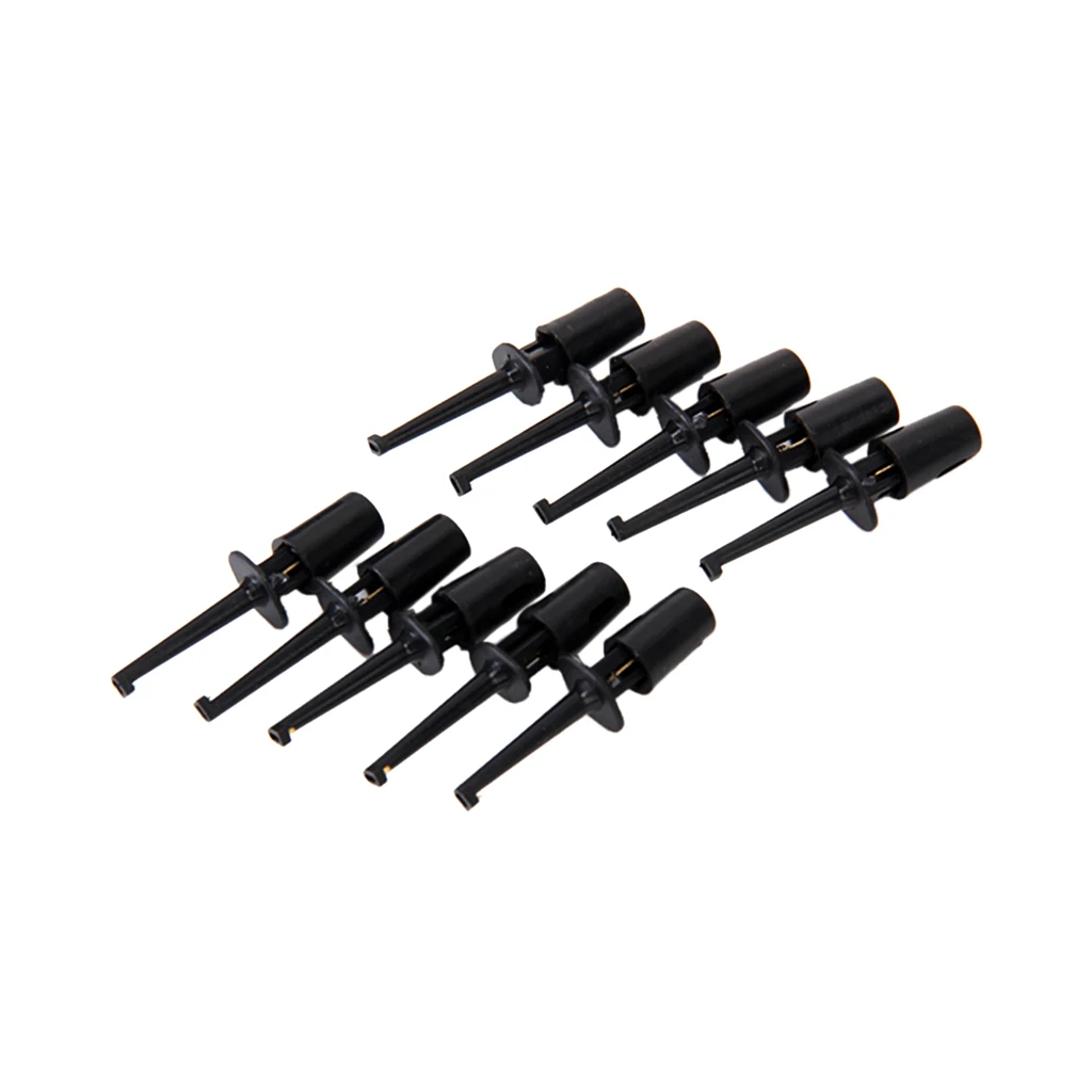 30Pcs Mini Test Hook Probe Lead Wire Cable Spring Clip Black for PCB SMD IC