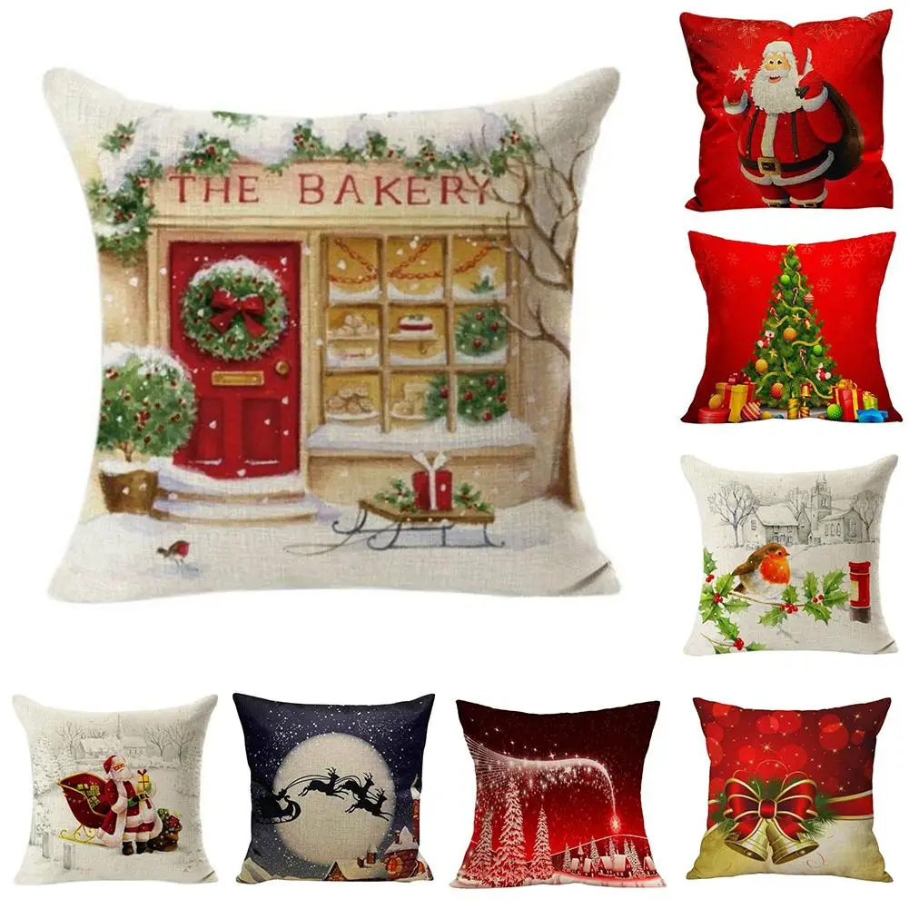

Christmas Pillow Case 45*45 Pillowcases Decorative Pillows Santa Sleigh Throw Pillow Cases for Christmas Pillow Cover