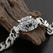 S925 Стерлинговое Серебро, ювелирное изделие, индивидуальный браслет с головой дракона и тигра, властная Мода для мужчин, тайское серебро, Ретро стиль