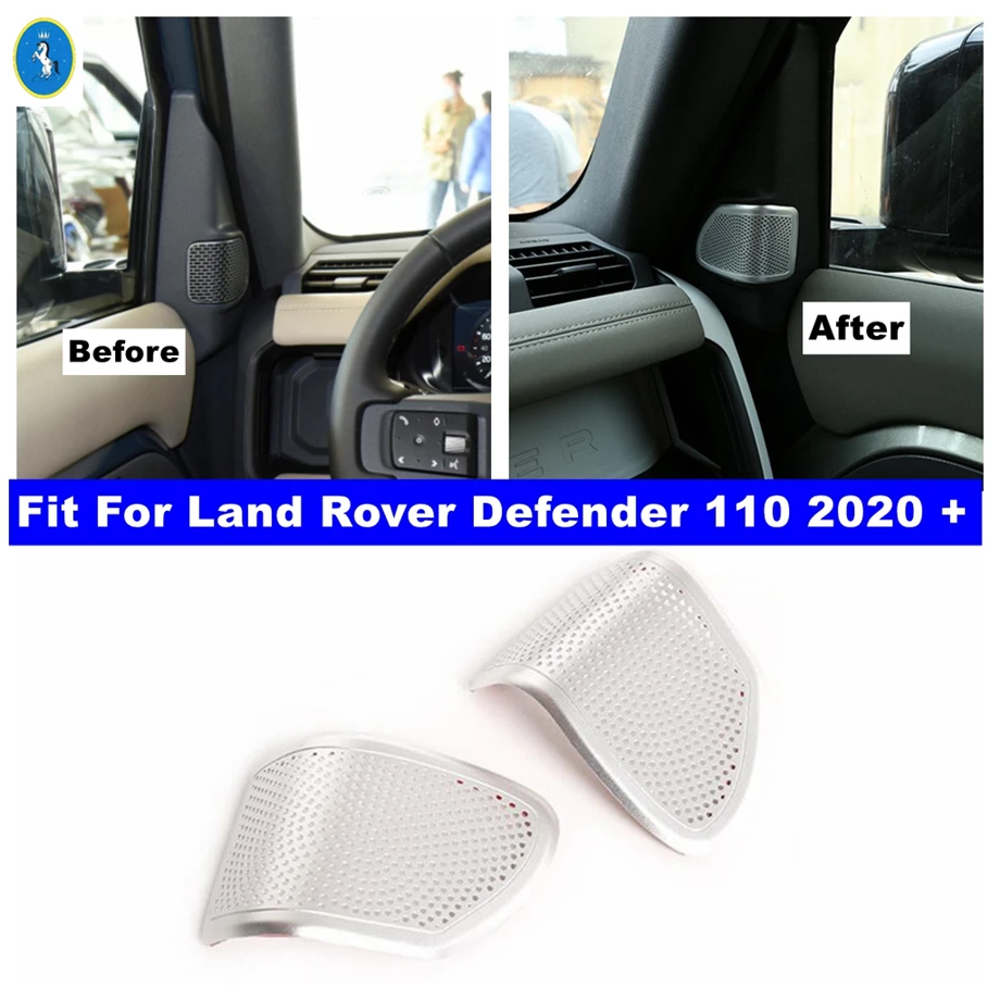 

Silver Car-styling Pillar A Audio Speaker Tweeter Frame Cover Trim For Land Rover Defender 110 2020 - 2022 interior Accessories