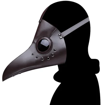 

Costume Props PU Leather Face Cover Adjustable Belt Cosplay Steampunk Halloween Party Plague Doctor Long Beak Dress Up Portable