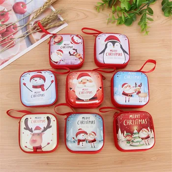 

New 2020 Christmas Mini Bag Cartoon Santa Claus Coin Purse Cute Children Girls Wallet Earphone Organizer Box Bags Christmas Gift