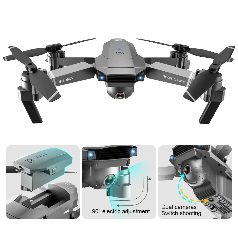 SG907 Drone 4K Camera Drone GPS Drone With 4K HD Dual Camera Wide Angle WIFI FPV RC Quadcopter Foldable Drones RC Quadcopter Toy