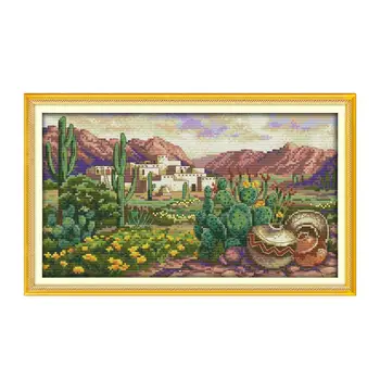 

Joy Sunday A Desert Scenery Cross Stitch Patterns 14CT 11CT DIY Needlework Counted Printed on Canvas Cross Stitch Embroidery Kit