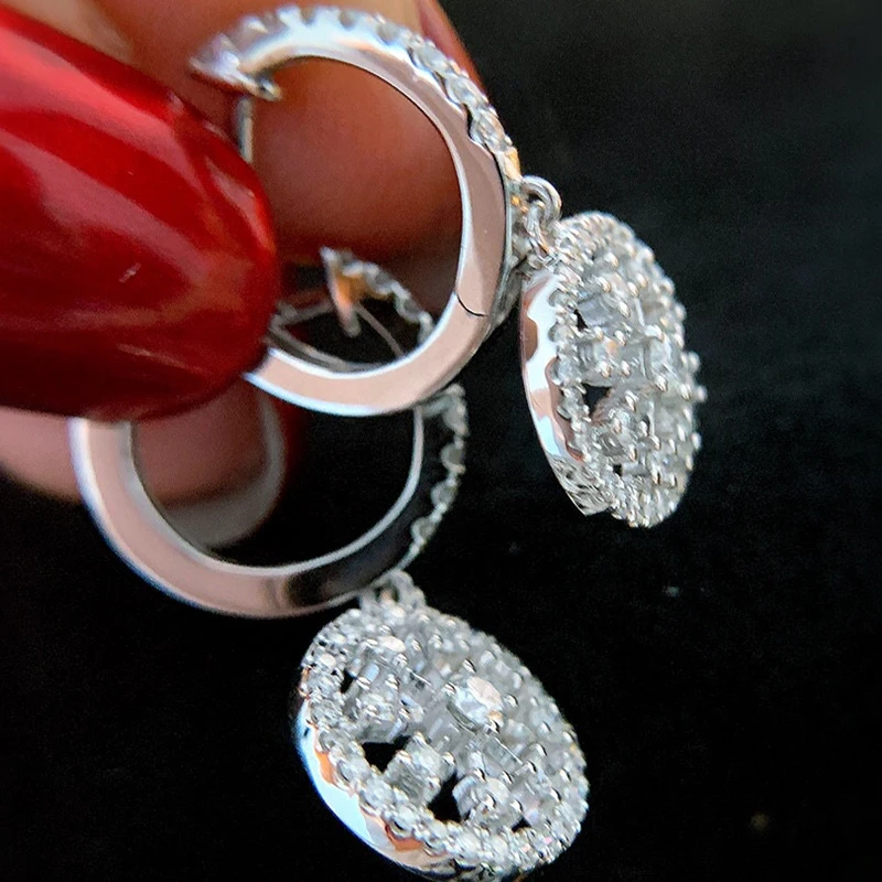 Aazuo Real 18K White Gold Real Diamonds 0.50ct Perfect Round Ring Earrings gifted for Women Wedding Party Au750