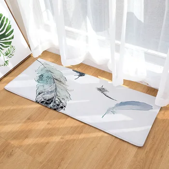 

Long Kitchen Mat Colorful Feather Pattern Mats Home Decor Living Room Bedroom Floor Rug Doormat Tatami Tapete Door Mat