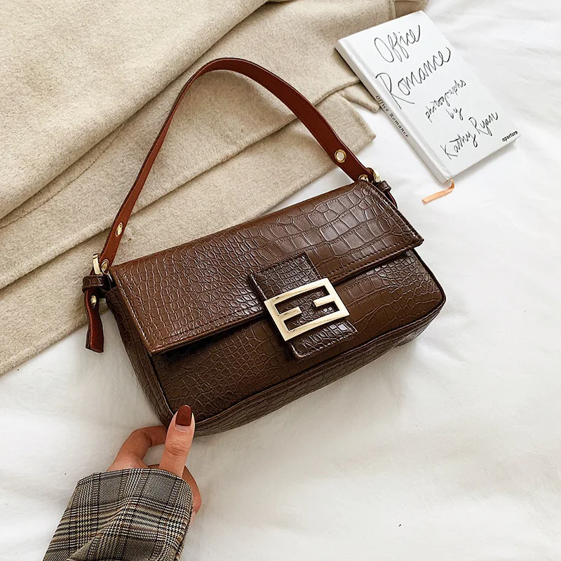 Модная женская сумка из искусственной кожи сумочка с узором под крокодиловую
