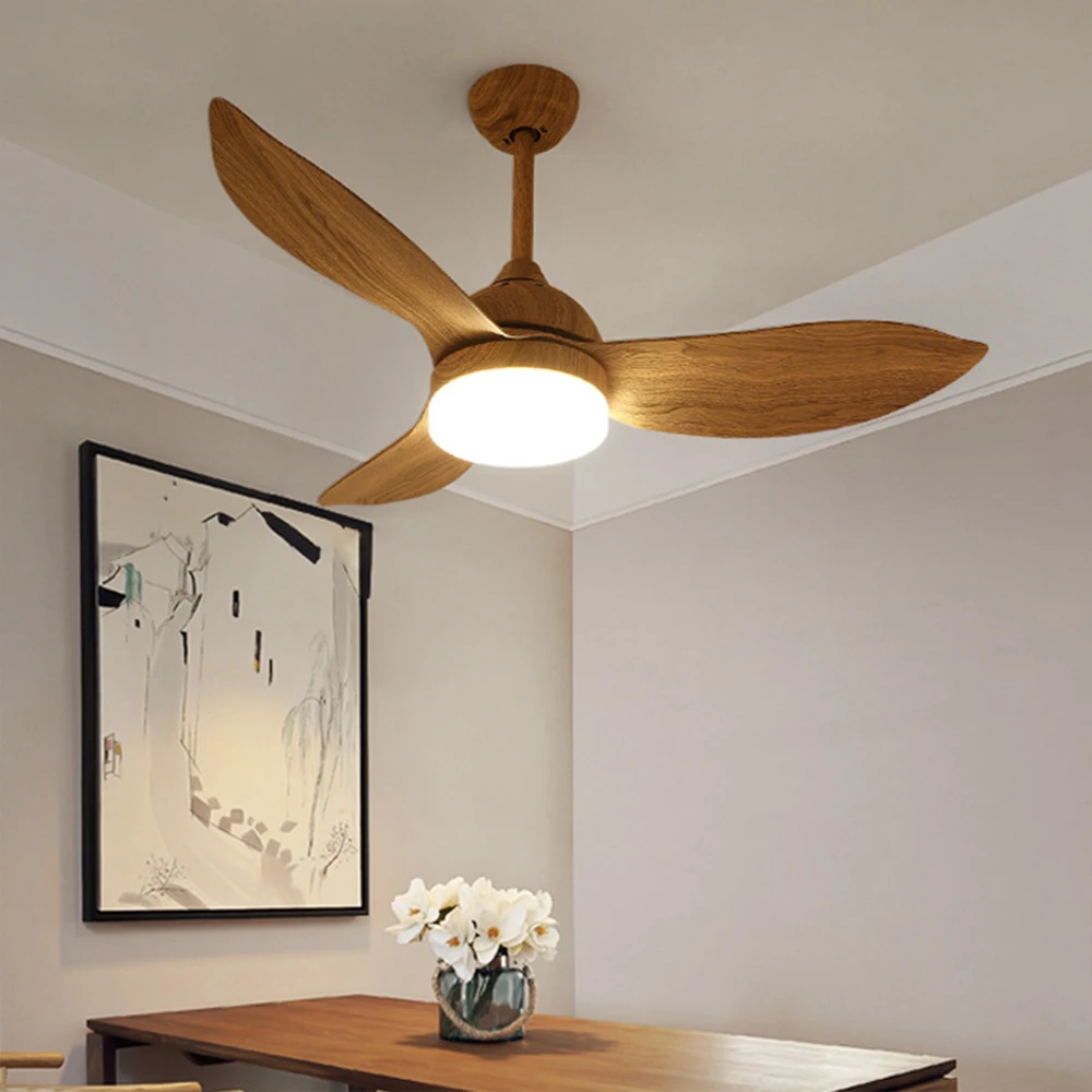 

42 Inch Ceiling Fans 3 Blades wooden three colors remote control reative wood fan 24w 220v for living room restaurant lighting