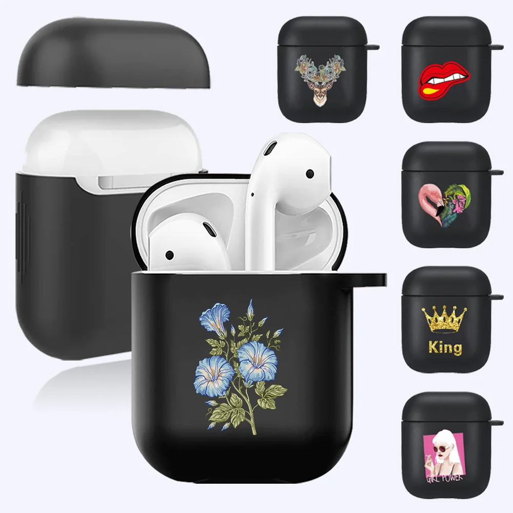 

New Silicone Cases for Apple Airpods1/2nd Matte Print Pattern Protective Earphone Cover Case for Airpods Shockproof Sleeve