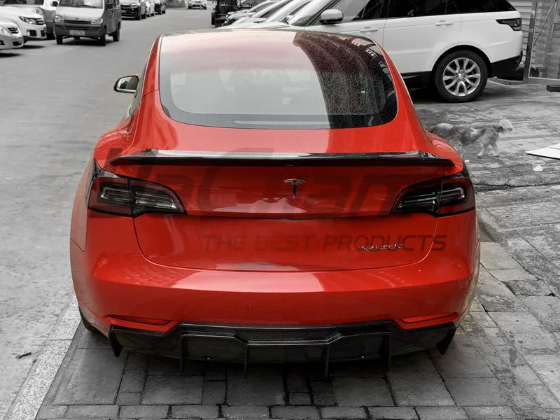 Высококачественный задний диффузор YC из настоящего углеродного волокна- TESLA модель 3
