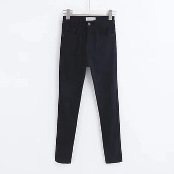 

Hot sale denim black jeans woman pants high street plus size skinny high waisted black jeans woman