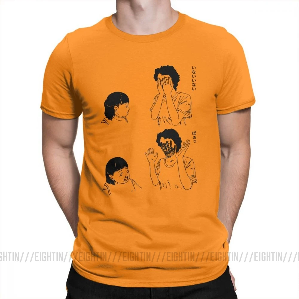 Мужские футболки HoJunji Ito Shintaro/забавная футболка с короткими рукавами в стиле ужасов на Хэллоуин Одежда с круглым вырезом Новое поступление хлопковой футболки - Цвет: Оранжевый