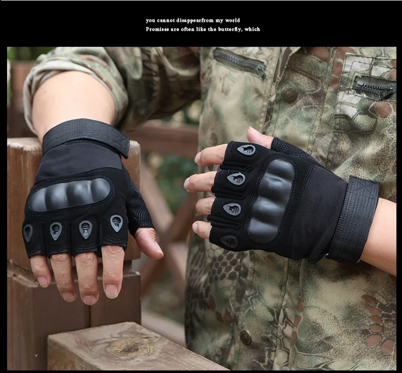 Tactical riding gloves anti-skid wear resistant quakeproof fighting rock outdoor sun protection fitness half finger gloves