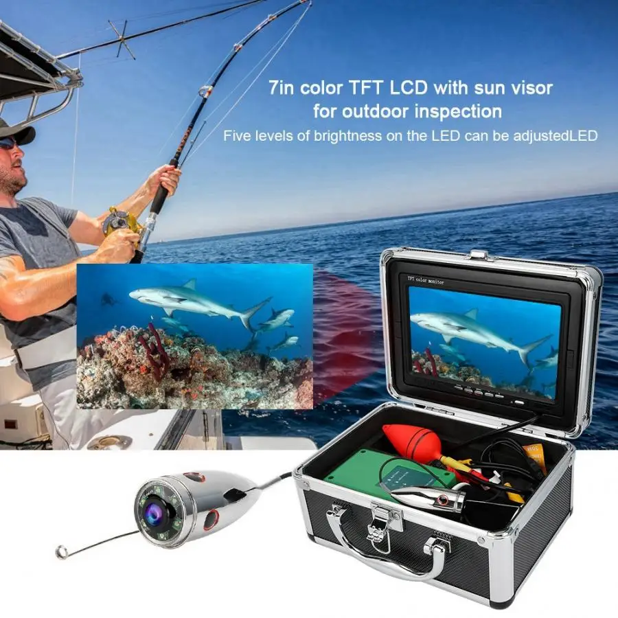 Подводная Водонепроницаемая видеокамера 7in 1000TVL HD монитор 98 4 фута IP68 100 240 В|Камеры