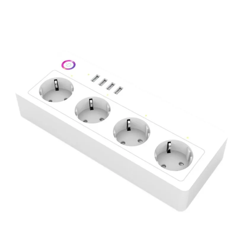 

New for Smart Wifi Power Strip Network Filter EU Plug 4 USB Timer Power Socket Extension Voice Control Work
