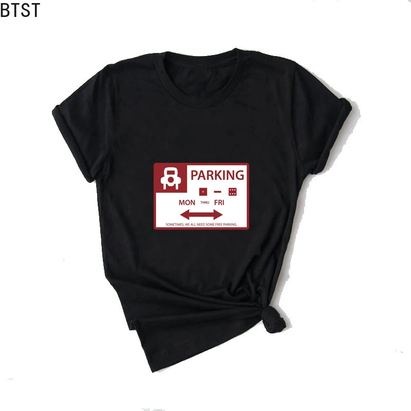 Board Game Free Parking Sign Women Clothes Vintage Print T Shirt Personality Vogue Tops Harajuku Casual Aesthetics Men T-Shirt