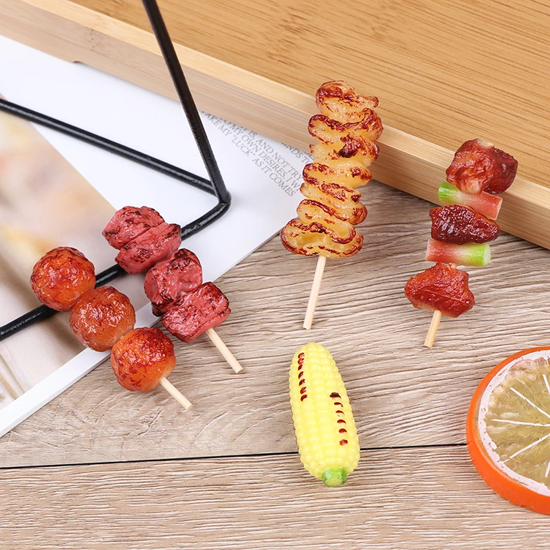 1pc Mini Pretend Play Food Toy Simulation BBQ Miniature For Doll House Kitchen Decoration Crafts Toys For Children 4