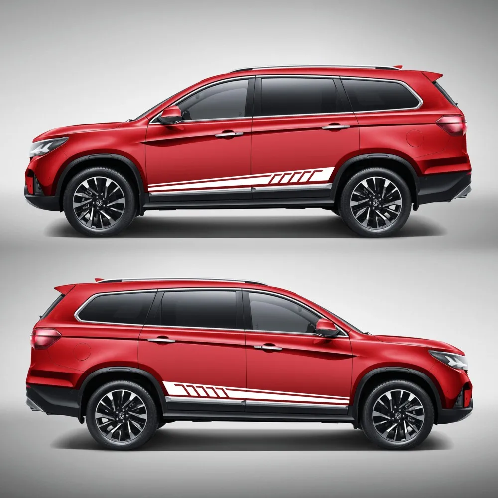 자동차 스포츠 레이싱 줄무늬 스티커, Suvs DIY 모델링 장식 바디 사이드 도어 허리 라인 비닐 데칼 도어대시 액세서리