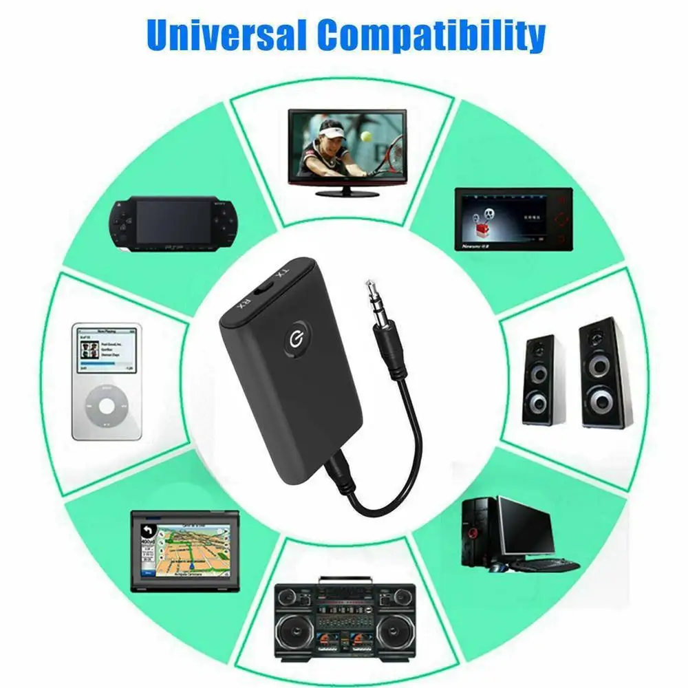 2 in 1 Bluetooth 5.0 Transmitter Receiver TV PC Car Speaker 3.5mm AUX Hifi Music Audio Adapter/Headphones Car Stereo Device