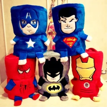 

Cartoon Plush Doll Air Conditioning Blanket Avengers Nap Coral Fleece Blanket Super Soft Short Plush