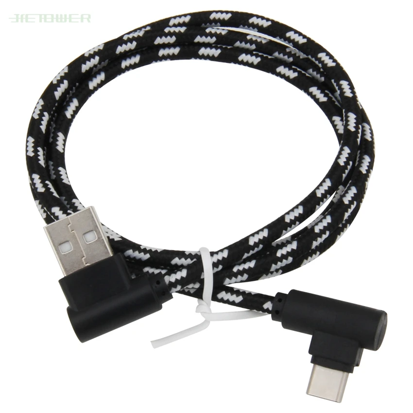 Черный 300 шт/партия usb type C кабель нейлоновая решетка Плетеный USB C кабель зарядного устройства для samsung Galaxy S9 S10 Xiaomi Redmi Note7 type-C - Цвет: Черный