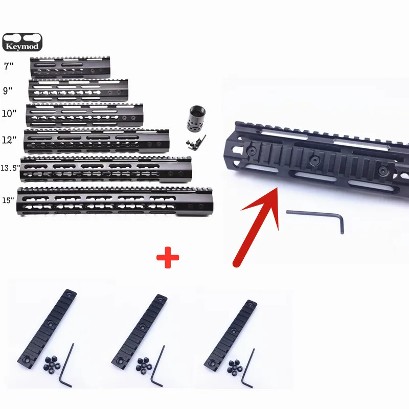 

AR15 Free Float Keymod Handguard Picatinny Rail Ultralight Fit AR-15 .223/5.56 Rifle w/o 3 x 13 Slots Picatinny Rail Sections