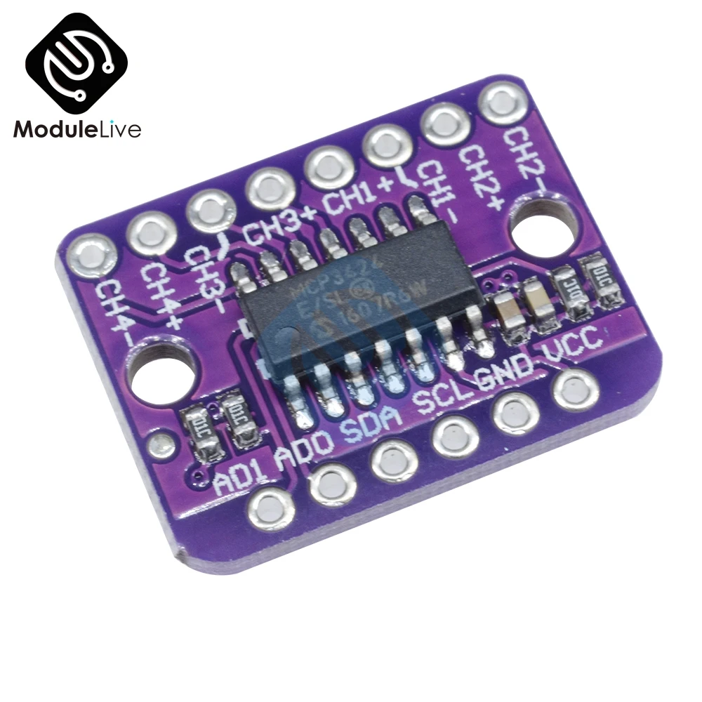 MCP3424 цифровой I2C IIC ADC-4 4-канальный модуль преобразования для Raspberry Pi для Arduino 2,7-5,5 В