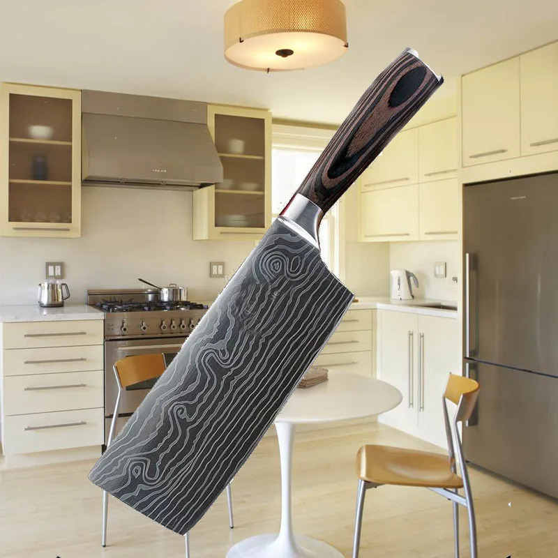 Новый стиль 7''Japan Santoku нож шеф-повара из нержавеющей стали имитирующий