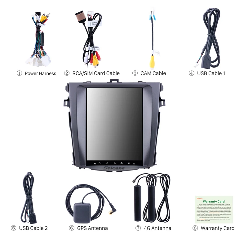 Seicane Car Multimedia Player For 2006 2007 2008-2012 Toyota Corolla Android 9.1 HD Touchscreen Blu