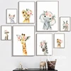 Nordic Cartoon Animal Print Canvas Painting Cute Zebra Giraffe Lion Elephant Poster Children Room Wall Art Decor Nursery Picture 3