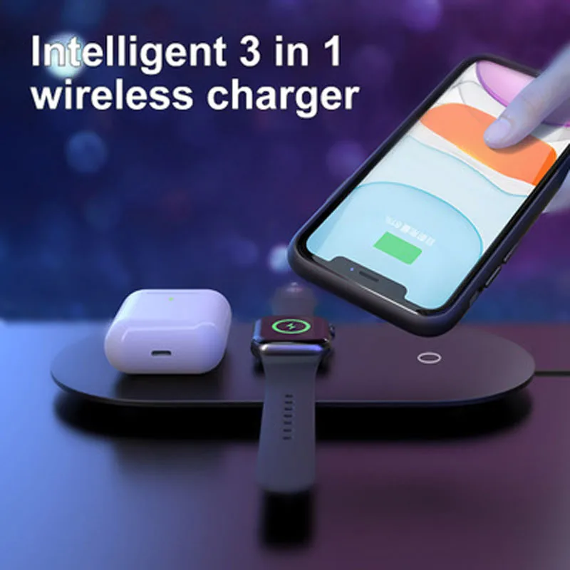Беспроводное зарядное устройство 3 в 1 для iphone 11 Pro X XS Max XR Apple Watch 5 4 2 Airpods подставка