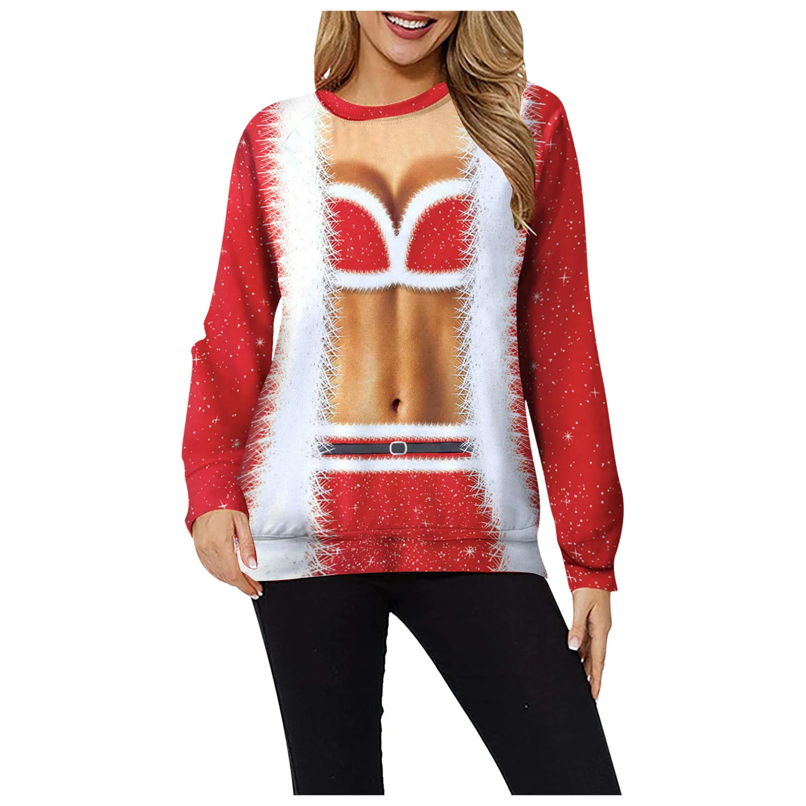 Funny Print Women Hoodies Streetwear Casual Plus Size Long Sleeve O-neck Pullover Tops 2021 Winter Christmas Clothes Sudaderas 2