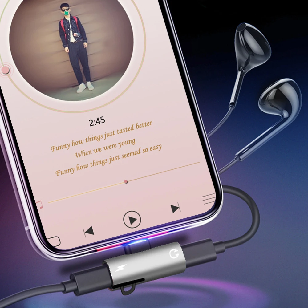 2 в 1 двойной адаптер для lightning аудио адаптер для iPhone 8 7 Plus X XR XS Max XR IOS 12,3 зарядный разъем для наушников Aux кабель