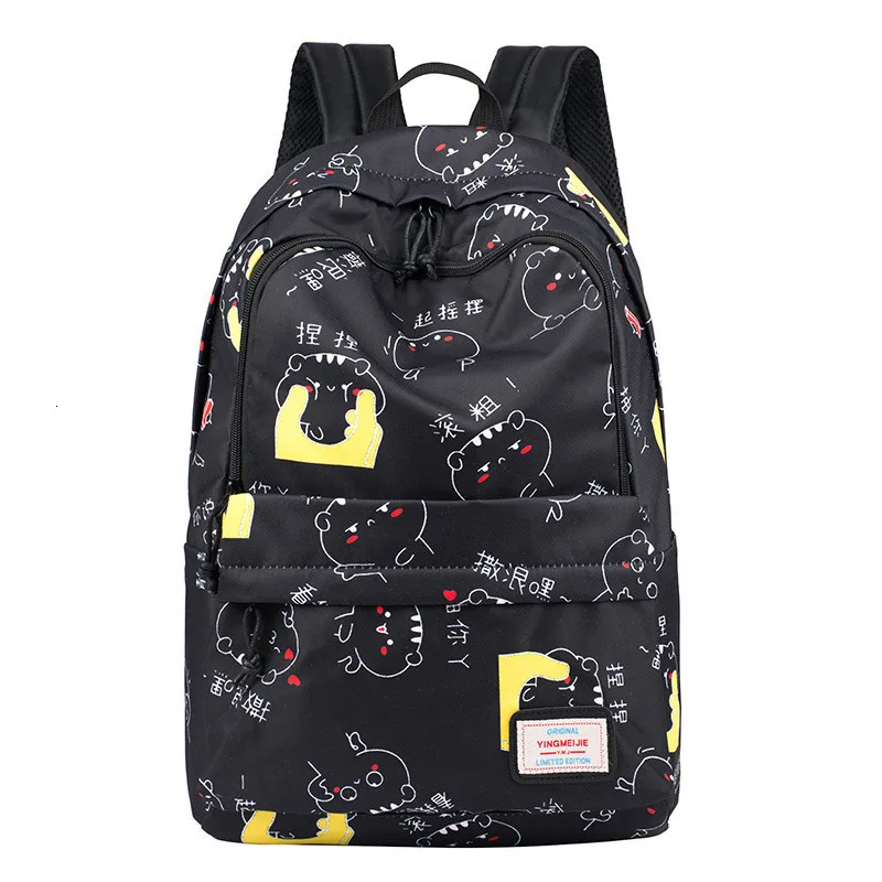 Backpack School Children Lovely Printing School bags For Student Girls Boys Waterproof Backpack School bag travel bags mochilas - Цвет: bear black
