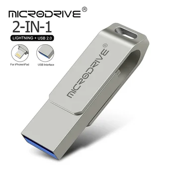 

USB Pendrive for iPhone Flash Drive 2-in-1 Lightning OTG 128GB Usb Flash Drive USB 2.0 Memory Stick Compatible Apple iPad PC