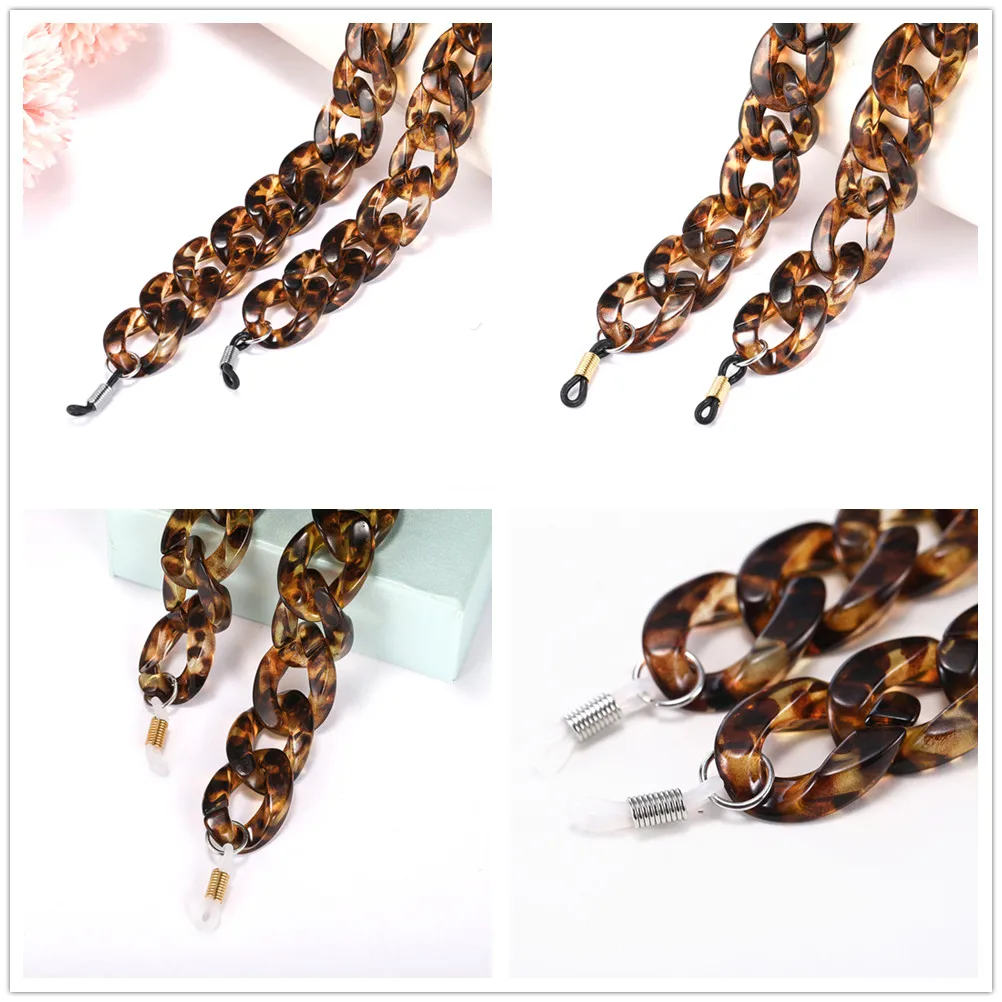 Teamer 78cm Fashion Leopard Acrylic Glasses Chain Women Wide Sunglasses Lanyards Reading Glass Hanging Neck Chain Eyewear Cord