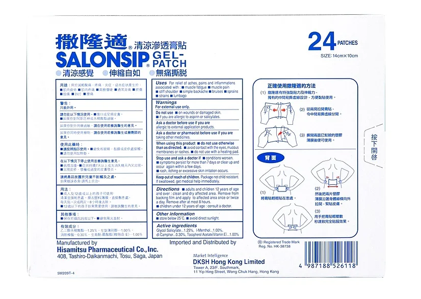 Прохладный гелевый патч SALONSIP 24 патча|patches patches|patch coolpatch gel |