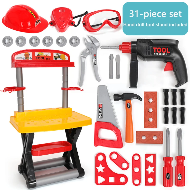 31pcs Детская Моделирование Инструменты для ремонта игрушки костюм DIY Пластик ролевые игры Дом Игрушки для раннего обучения творческие игрушки для мальчика на день рождения игрушка - Цвет: 31pcs