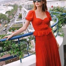 Автопортрет красное платье женщина Новое поступление Длинные Клубные платья