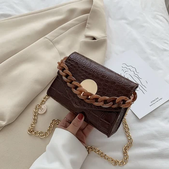 

Chain Shoulder Messenger Bags Ladies Chain Shoulder Messenger Bag Women Retro Acrylic Leather Totes Purse Handbag