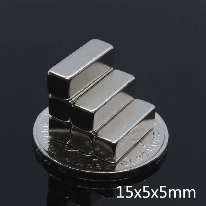 10 шт. 15x5x5 мм N35 Супер Сильный магнитный блок из Неодимового кубоида редкоземельные перманентнеы неодимные магниты для поделок