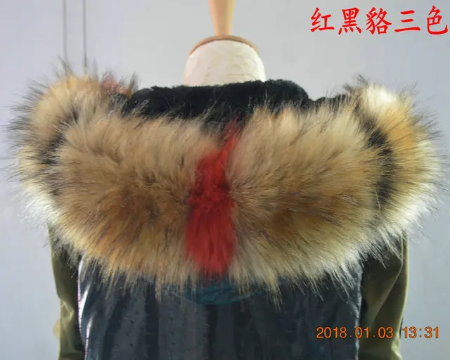 Разноцветная зимняя куртка Паркера с воротником из искусственного меха енота, пальто с меховым воротником, украшение капюшона, меховой воротник на заказ, меховой воротник DIY