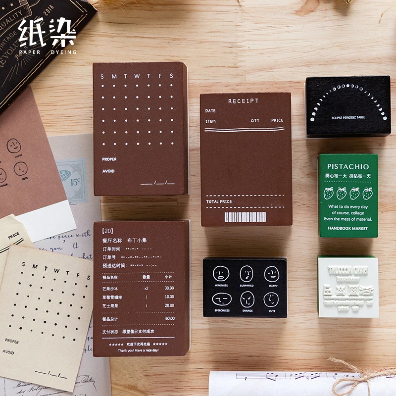 

Vintage Function Series Wooden Rubber Stamps Bullet Journal Supplies Stamps for Scrapbooking Home Decoration DIY Gift Seal