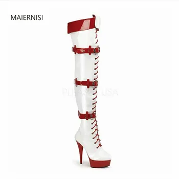 

MAIERNISI New pattern Over the knee boots Stiletto heels Women's Boots High Quality sexy 15CM Nightclub Stage performance 3-15