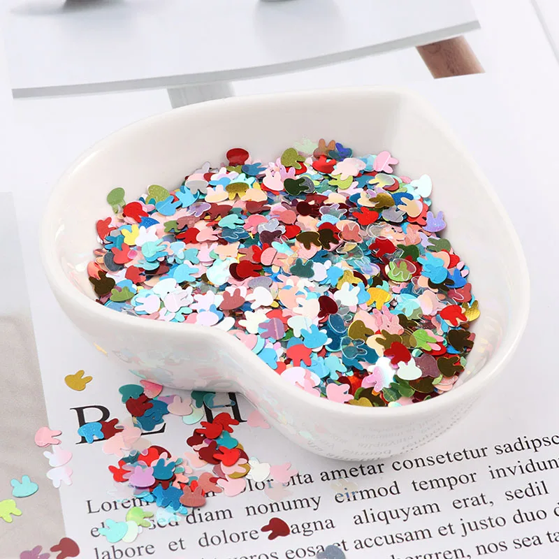 Sequins for Crafts 4mm Rabbit Shape Glitter Sequins for Craft Nail Art Decor